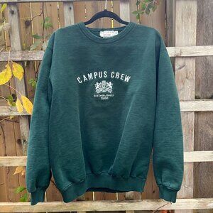 Campus Crew Forest Green Crest Sweatshirt – Vintage Collegiate Style